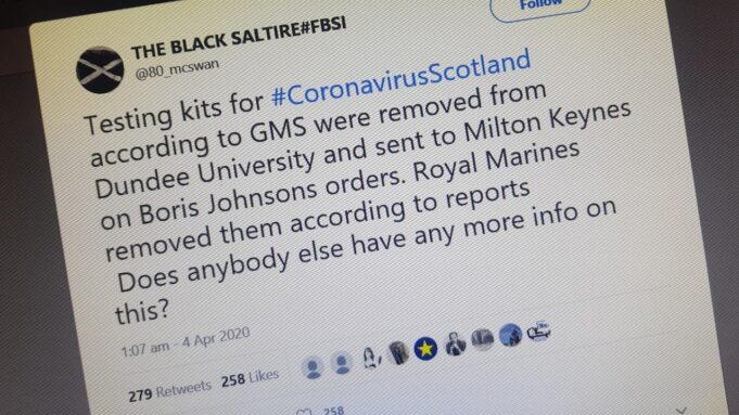 No, Royal Marines did not forcibly take Coronavirus equipment from Scotland for England