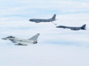 British Typhoon jets exercise with US B-1B bomber