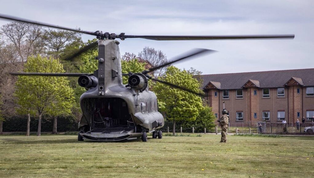 RAF Odiham Chinook transports NHS Staff to locations around the UK