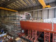 Stern block of HMS Glasgow ready to be joined to aft