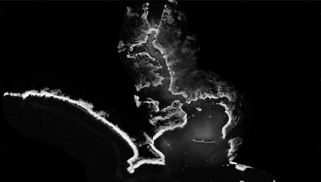 A shoreline map of Plymouth Sound and harbour - a byproduct of the software trialled by HMS Magpie