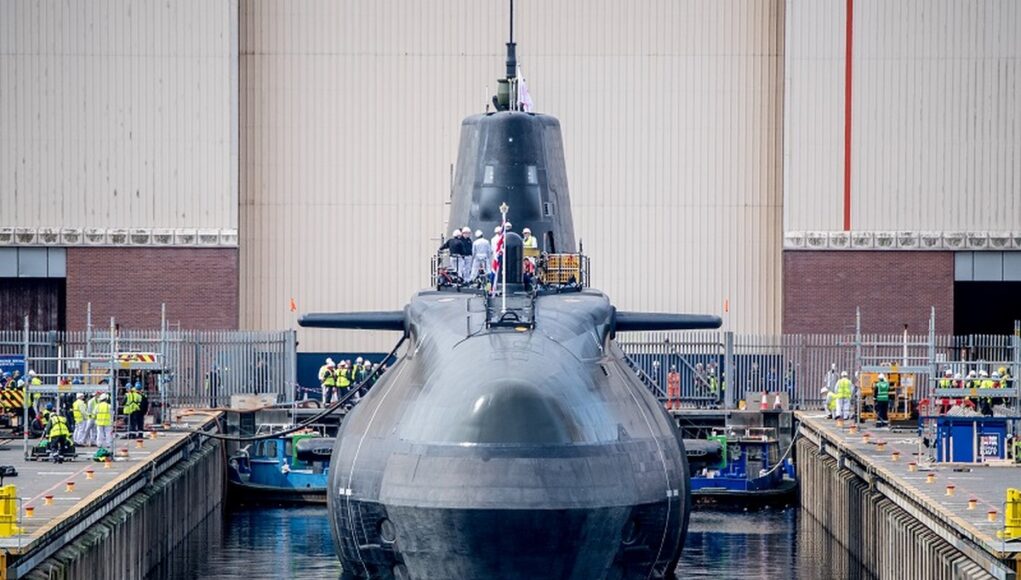HMS Anson sits in the water for the first time