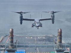 Osprey aircraft operates with RFA Mounts Bay