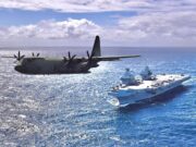 Hercules transport aircraft exercise with HMS Queen Elizabeth