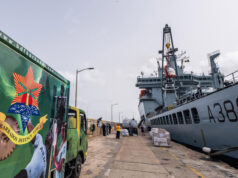 British ship delivers aid to volcano-hit island