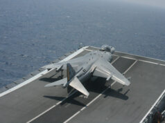 Britain trialling Harrier jets on carriers USMC-Harrier-Abroad-British-Warship-HMS-Illustrious-2007.jpg