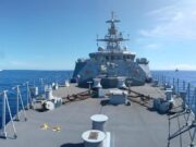 Three British patrol ships meet in Caribbean Sea
