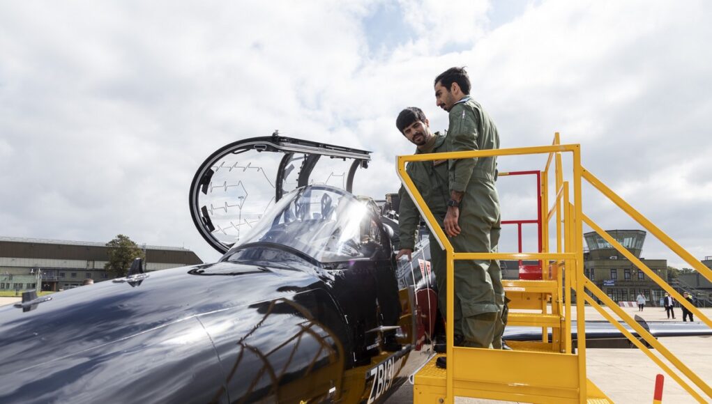 Hawk aircraft arrive at RAF Leeming, North Yorkshire on 1st September 2021 as part of the new Joint Hawk Training Squadron taking place at the RAF Station.