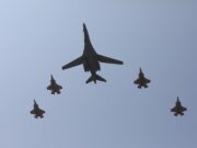 British F-35s and American B1 bomber in African flypast