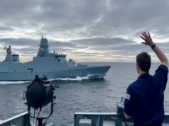 British ships, escorted by NATO vessels, deliver supplies to Estonia