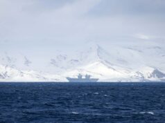 British aircraft carrier visits volcanic Arctic island