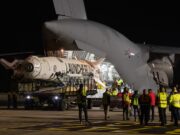 RAF C-17 delivers rocket ahead of first UK space launch