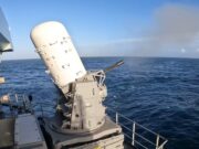 British aircraft carrier has guns fitted