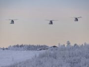 Navy helicopters train in sub-zero conditions in Norway
