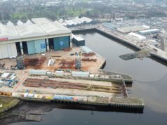 Drone shots show work on huge Glasgow frigate factory