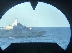 HMS Mersey conducts exercises with Swedish corvette