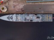 Stunning drone images show unique view of Danish warship