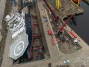 Drone snaps toppled U.S. Navy research vessel in Edinburgh