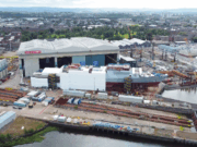 Drone shots show Type 26 Frigate HMS Cardiff build progress