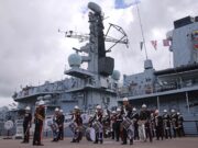 British frigate HMS Iron Duke hosts King
