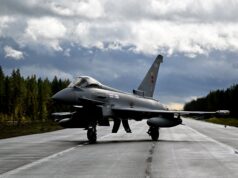 British Typhoon jet lands on road