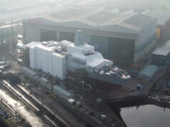 HMS Cardiff build progress captured by drone