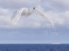 Wildcat fires flares in self defence exercise