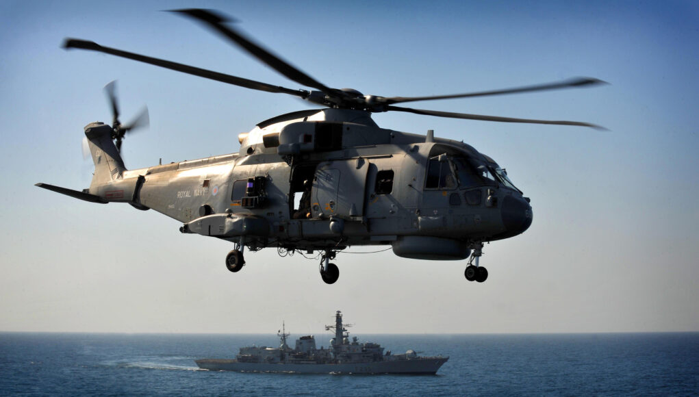 HMS Monmouth's Merlin Helicopter in the Middle East