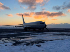 British Poseidon maritime patrol aircraft trains in Iceland