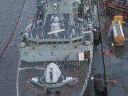 Stunning drone shots of Canadian warship in Edinburgh