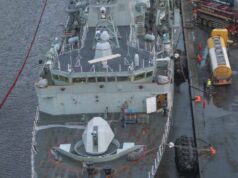 Stunning drone shots of Canadian warship in Edinburgh