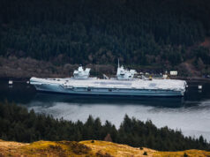 Royal Navy aircraft carrier arrives in Scotland