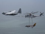 Helicopter carries an F-35 whilst being refuelled