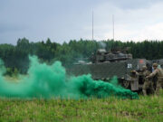 British and French soldiers clear trenches