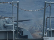 British ship HMS Spey opens fire in Pacific drills