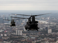 American special forces helicopters exercise over London
