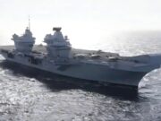 Drone flies close to British aircraft carrier