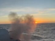 British warship HMS Iron Duke ‘opens fire’ in the Baltic Sea