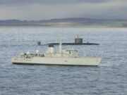 HMS Cattistock works with a nuclear sub and Merlin heli