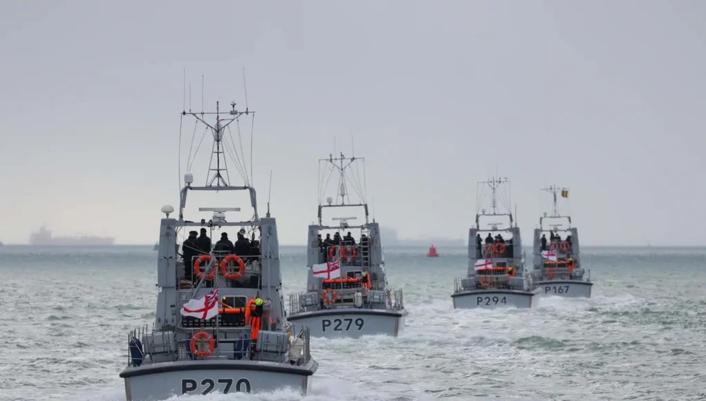 Four P2000s sailing in company on their way to Norway in 2024