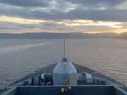 Watch as British warship sails from Faslane at sunset