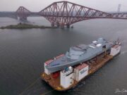 Images show frigate on barge at Rosyth ahead of float off