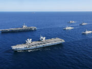 Huge American and British aircraft carriers meet in Pacific