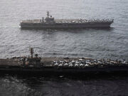 Two U.S. supercarriers join forces in Middle East