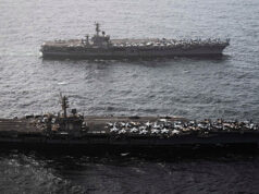Two U.S. supercarriers join forces in Middle East