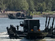 British and German troops cross the Rhine
