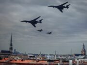 American bombers send message to Russia over Riga