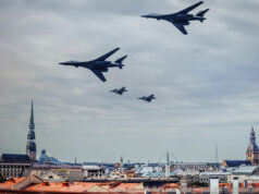American bombers fly low over Riga in message to Russia