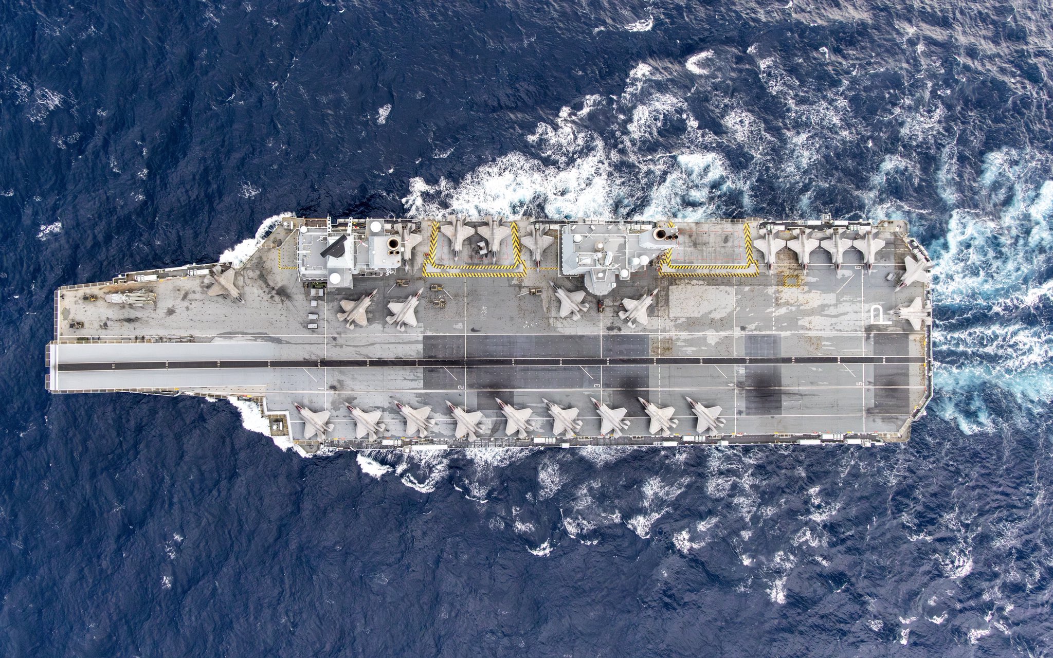 Image shows 24 F-35 stealth jets onboard British carrier