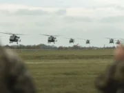 British and French helicopters in huge air assault exercse